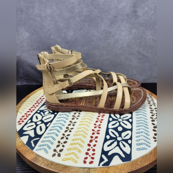 Sam Edelman Women's Gibbs Metalic leather Neutral Strappy‎ Sandals Size 6.5 M - Picture 6 of 10